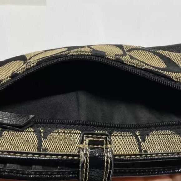 Coach Vintage Signature Snap Front Wallet Black Gray Canvas Leather Cardholder - Picture 8 of 15